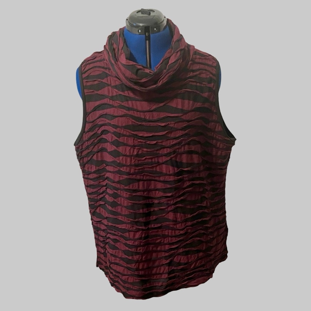 I C Collection Sleeveless Burgundy and Black Tank Top with Cowl Neck - XXL - Picture 10 of 10